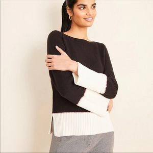 Ann Taylor color block knit sweater black small